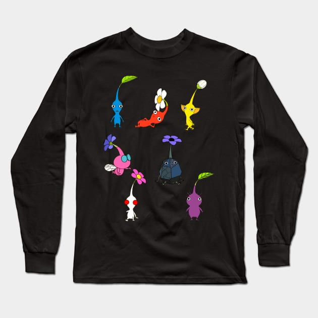 Pikmin Characters Long Sleeve T-Shirt by BretBarneyArt